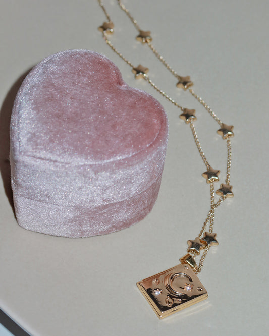 Daphne Soulmate Book Moon Locket Golden Pendant Necklace