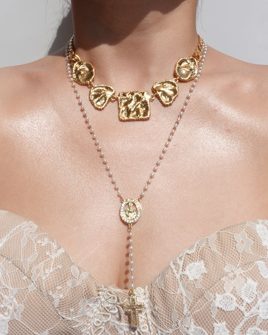 Louise Vintage Geometry Golden Necklace