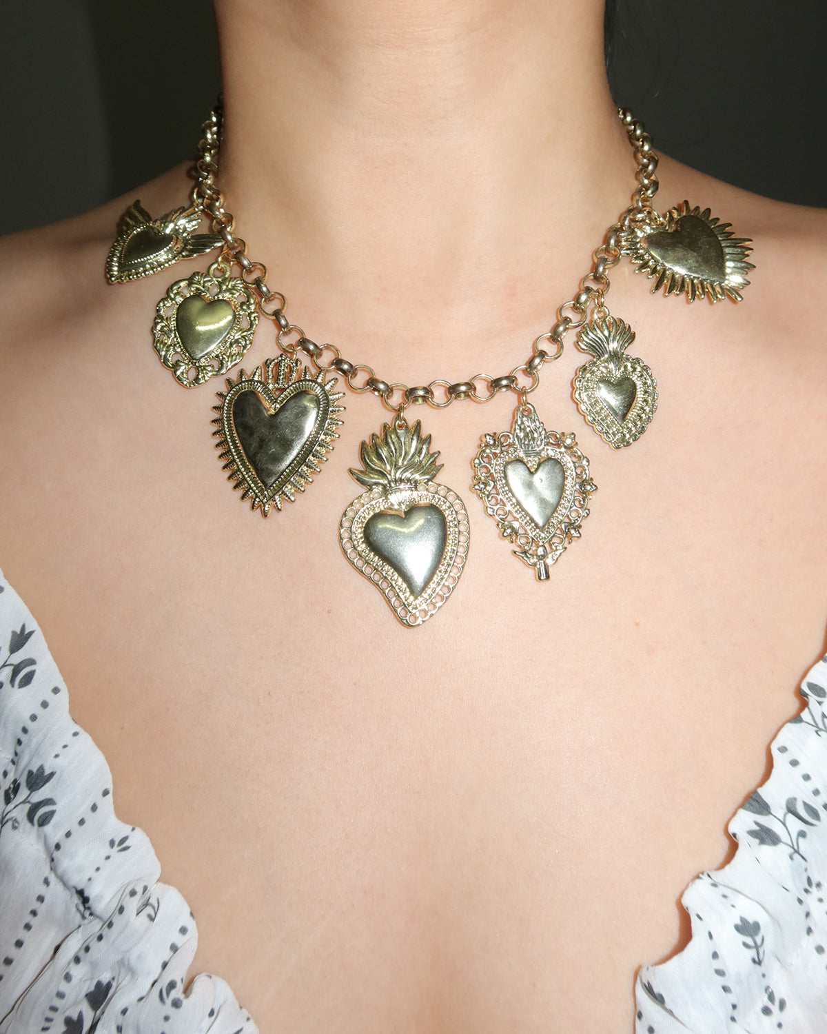 Frederica Vintage Heart Golden Necklace