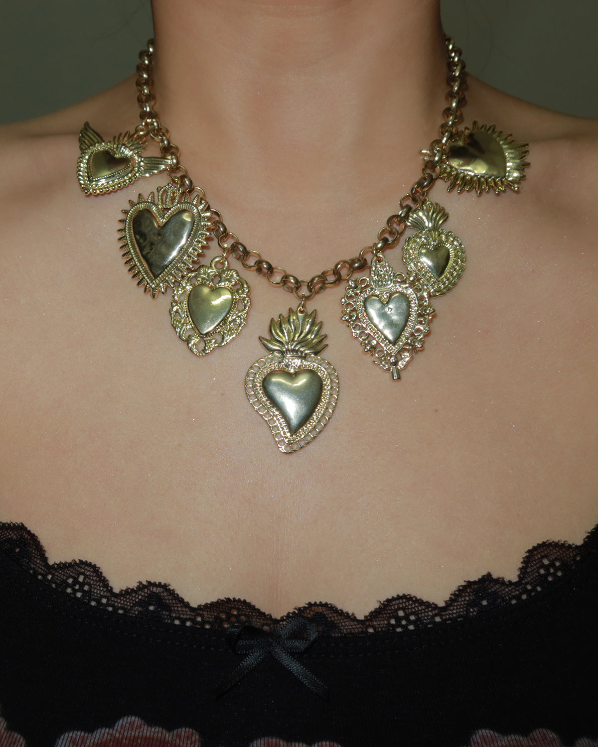 Frederica Vintage Heart Golden Necklace