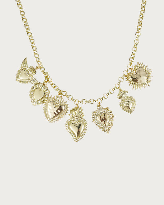 Collar vintage de corazón dorado