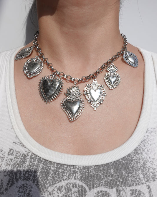 Frederica Vintage Heart Silver Necklace