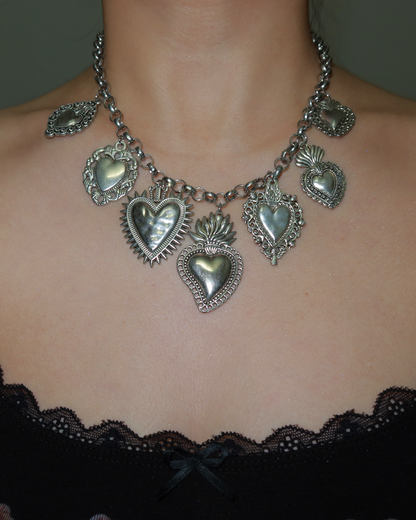 (Free On Oders $69+)Frederica Vintage Heart Silver Necklace