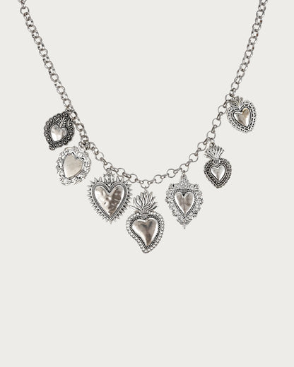 Collar de plata con corazón vintage
