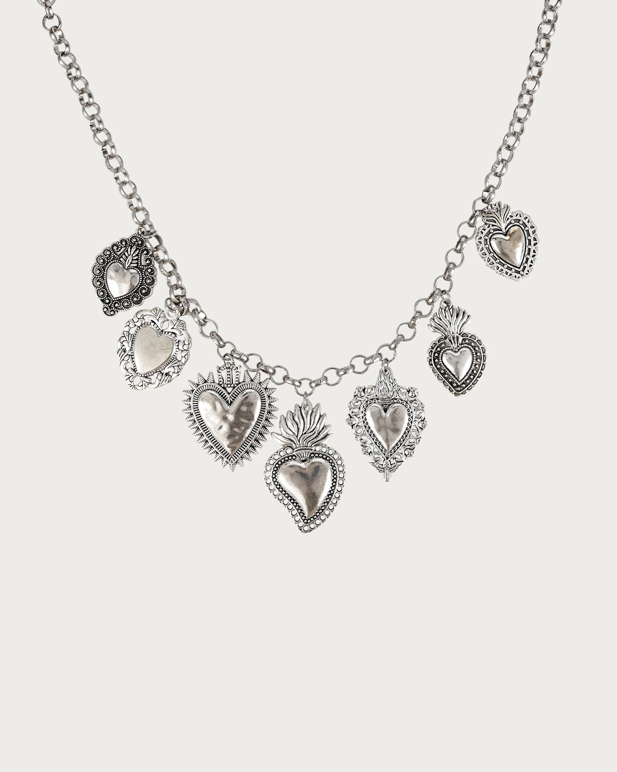 (Free On Oders $69+)Frederica Vintage Red  Heart Silver Necklace