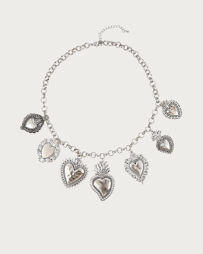 Collar de plata con corazón vintage