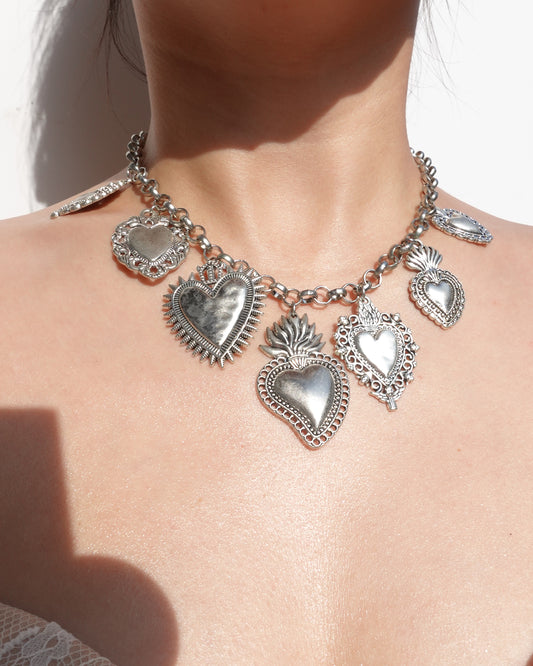 Frederica Vintage Heart Silver Necklace