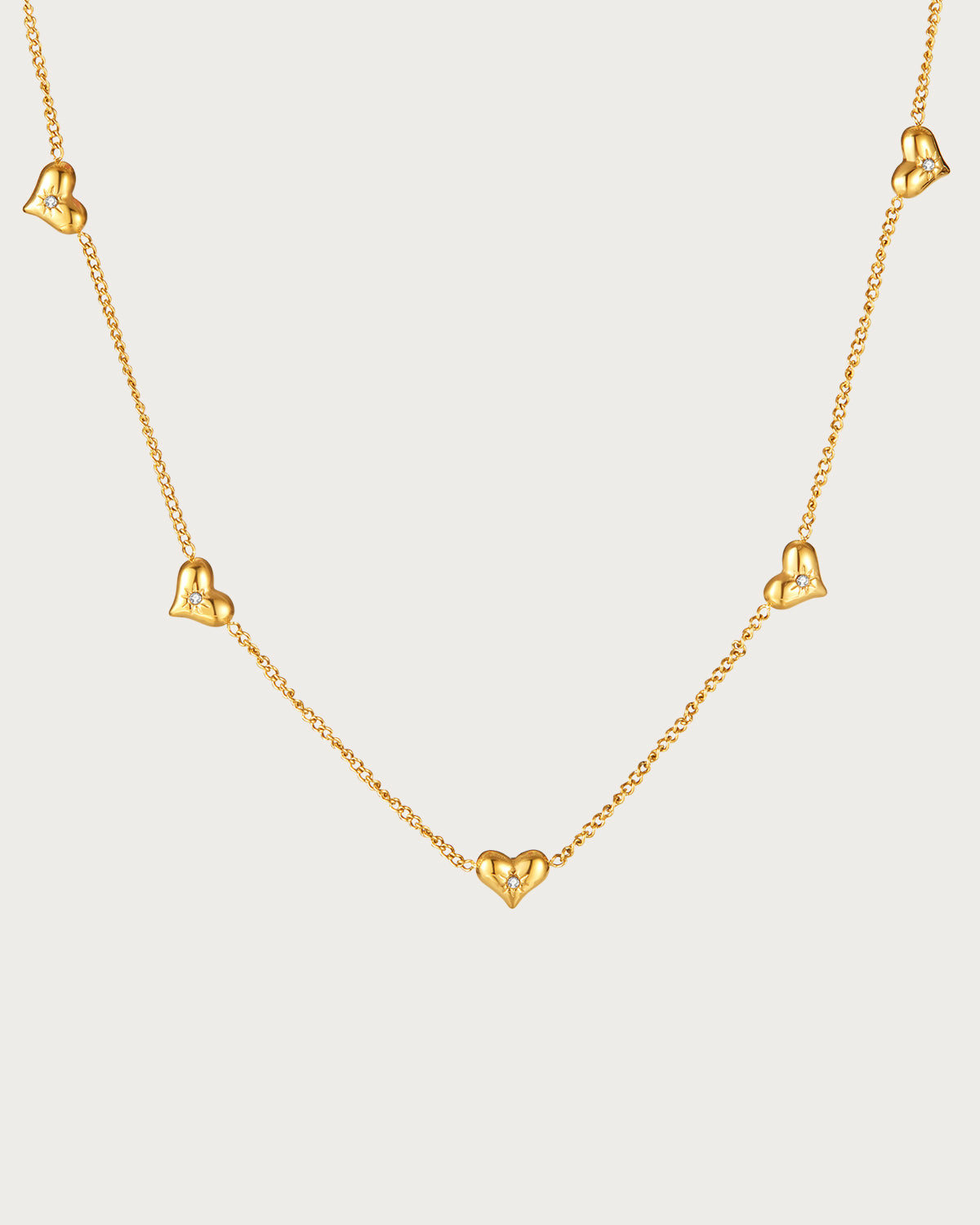 Sparking Tiny Heart Golden Necklace