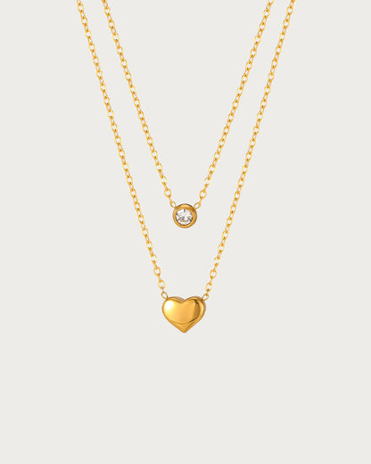 Layered Heart Golden Pendant Necklace