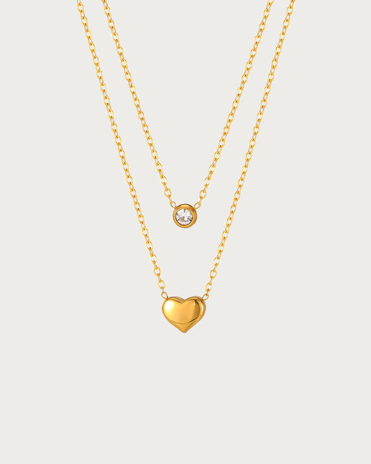 Layered Heart Golden Pendant Necklace