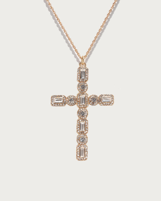 Sparkling Cross Golden Necklace