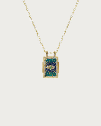 Collar con colgante dorado de carta del Tarot