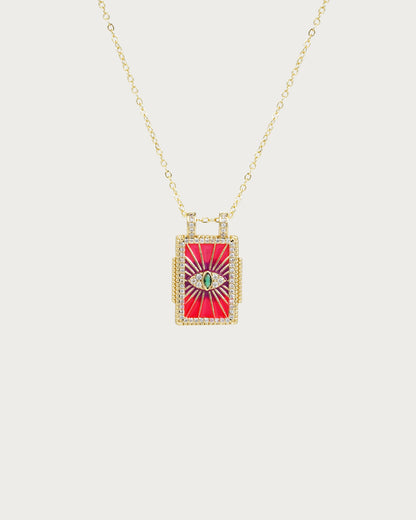 Collar con colgante dorado de carta del Tarot