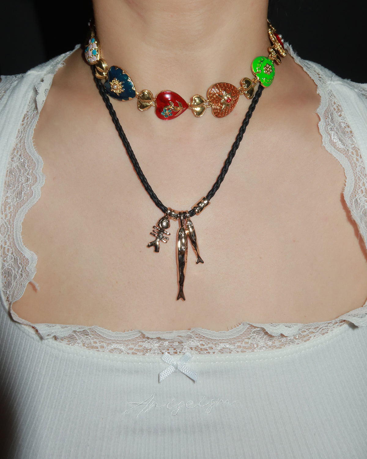 Bblythe Fish Pendant Cord Necklace