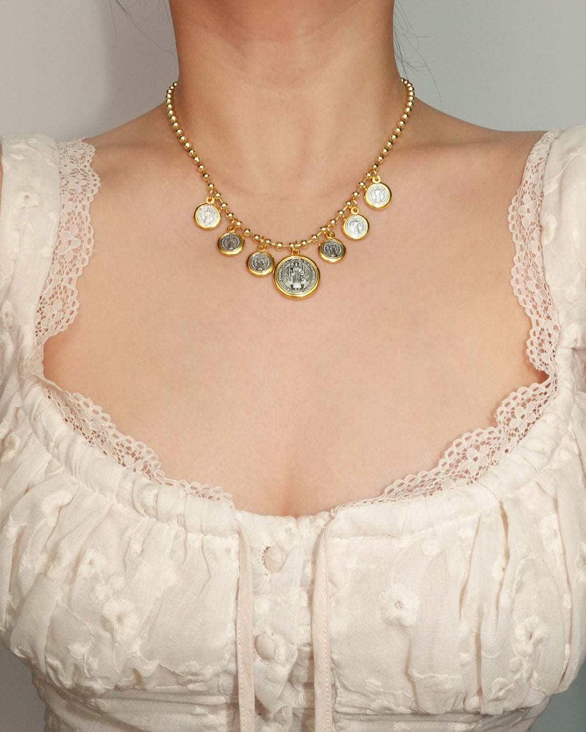 Virgin Mary Golden Pendant Necklace