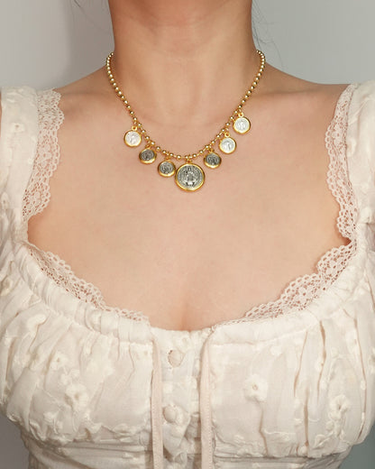 Virgin Mary Golden Pendant Necklace