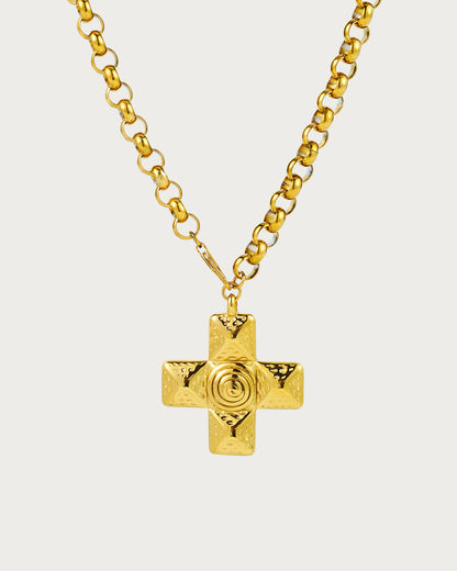 Chunky Cross Golden Pendant Necklace