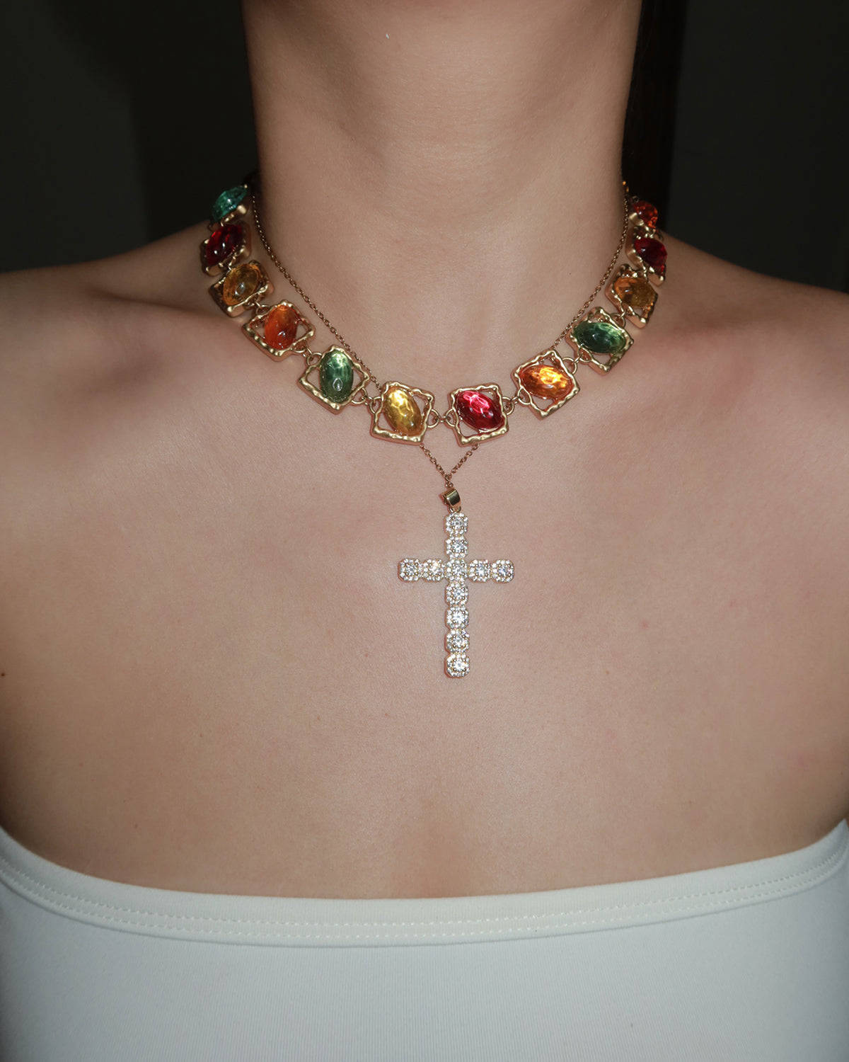 Ann Cross Golden Pendant Necklace