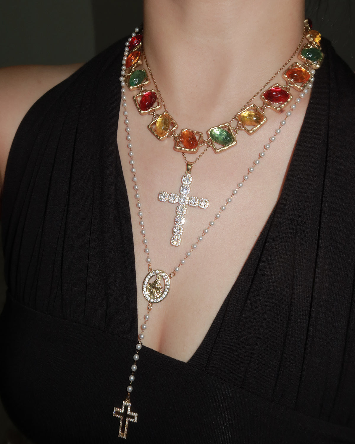 Ann Cross Golden Pendant Necklace