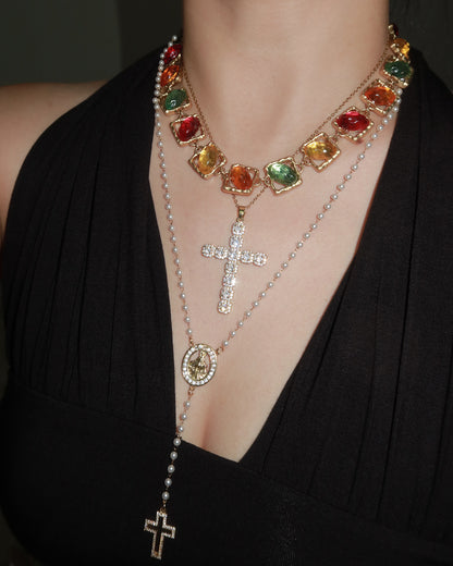 Ann Cross Golden Pendant Necklace