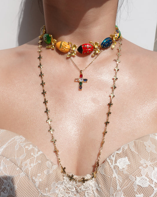 Xylia Retro Joan Rivers Enamel Golden Necklace