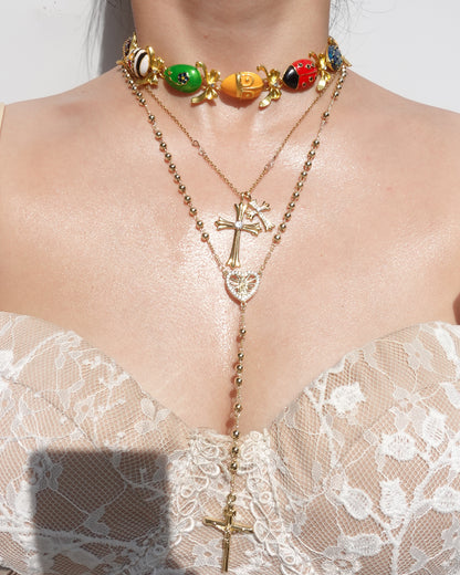 Xylia Retro Joan Rivers Enamel Golden Necklace