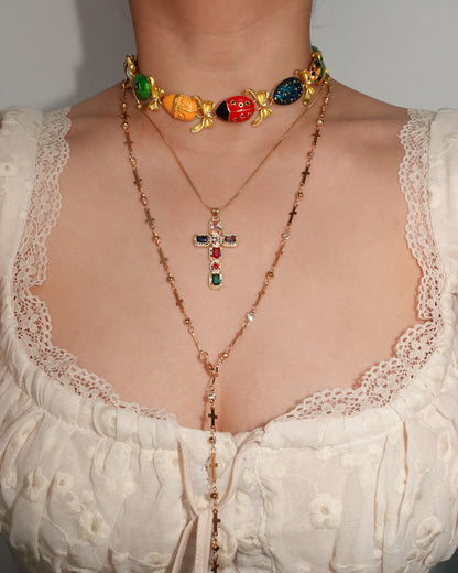 Collar dorado de esmalte retro de Joan Rivers