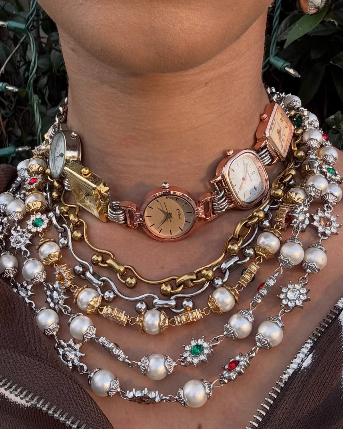 Atalanta Five Watch Faces Choker Necklace