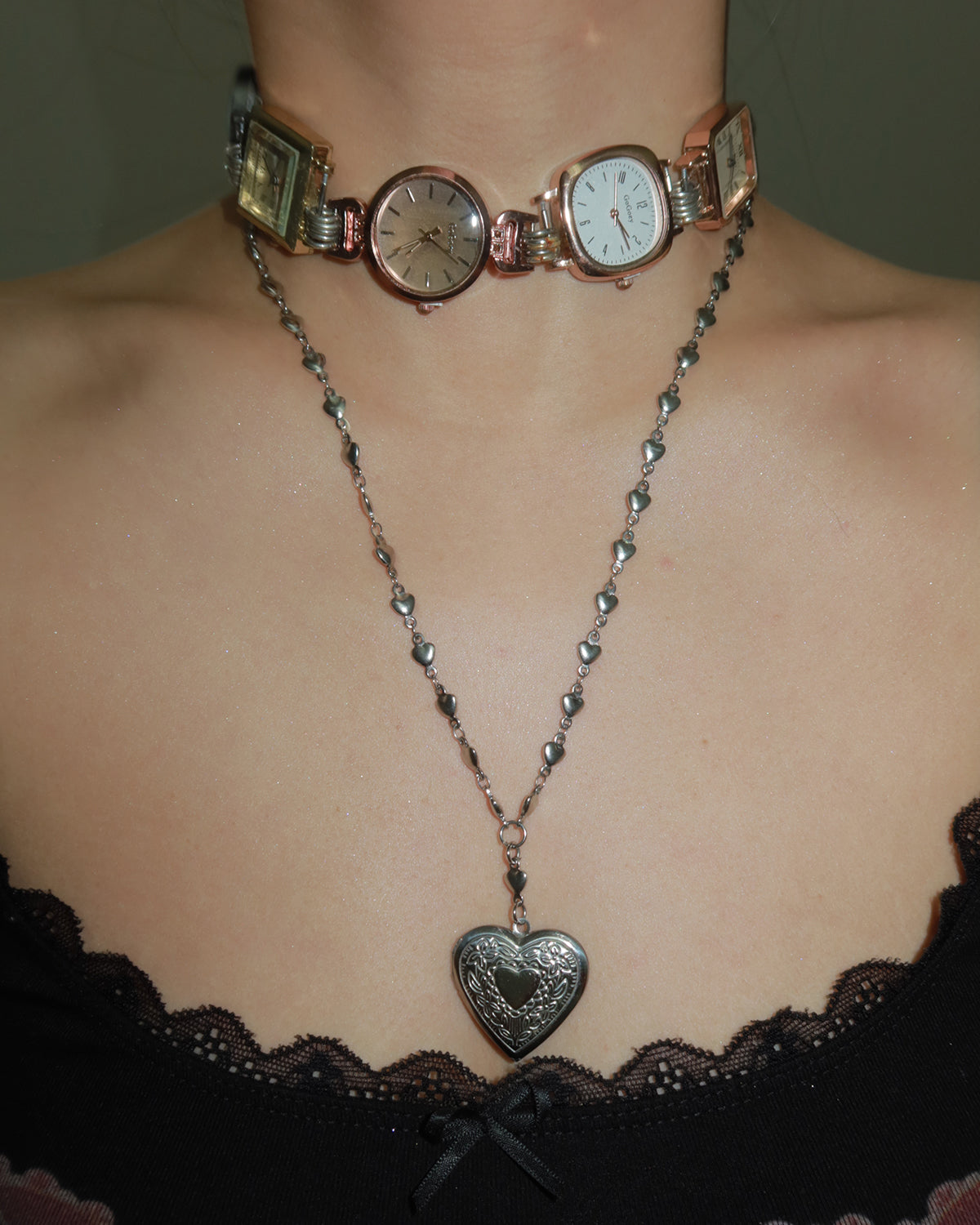 Atalanta Five Watch Faces Choker Necklace