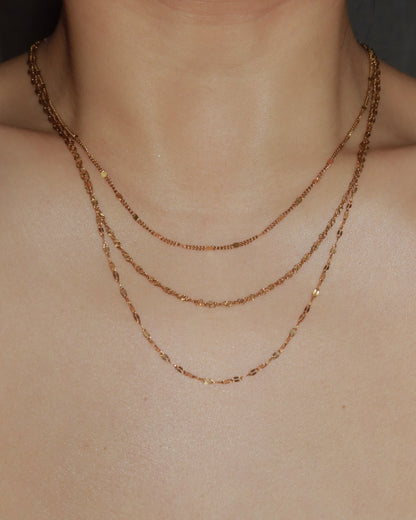 Dorothy Triple Layered Golden Chain Necklace