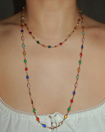 Chaya Rainbow Heart Enamel Beaded Golden Necklace