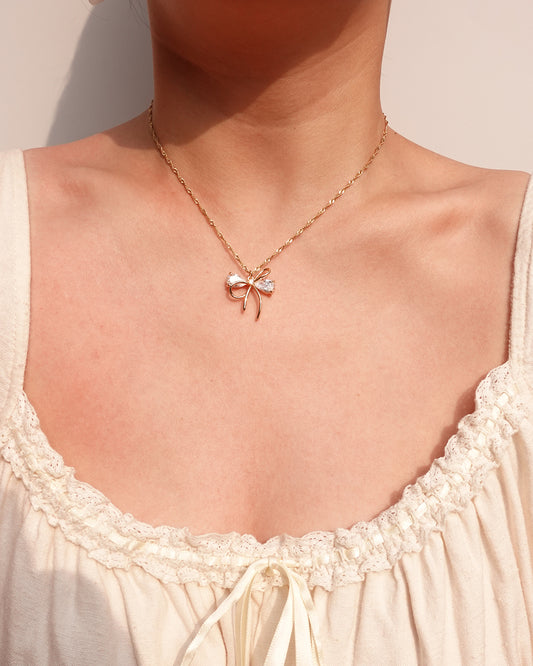 Coquette Ribbon Golden Necklace