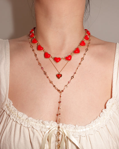 Red Heart Golden Necklace