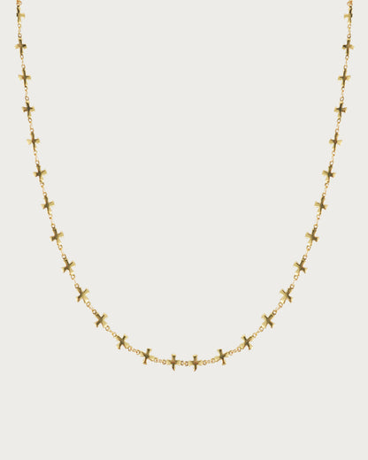 Marian Dainty Cross Link Golden Necklace