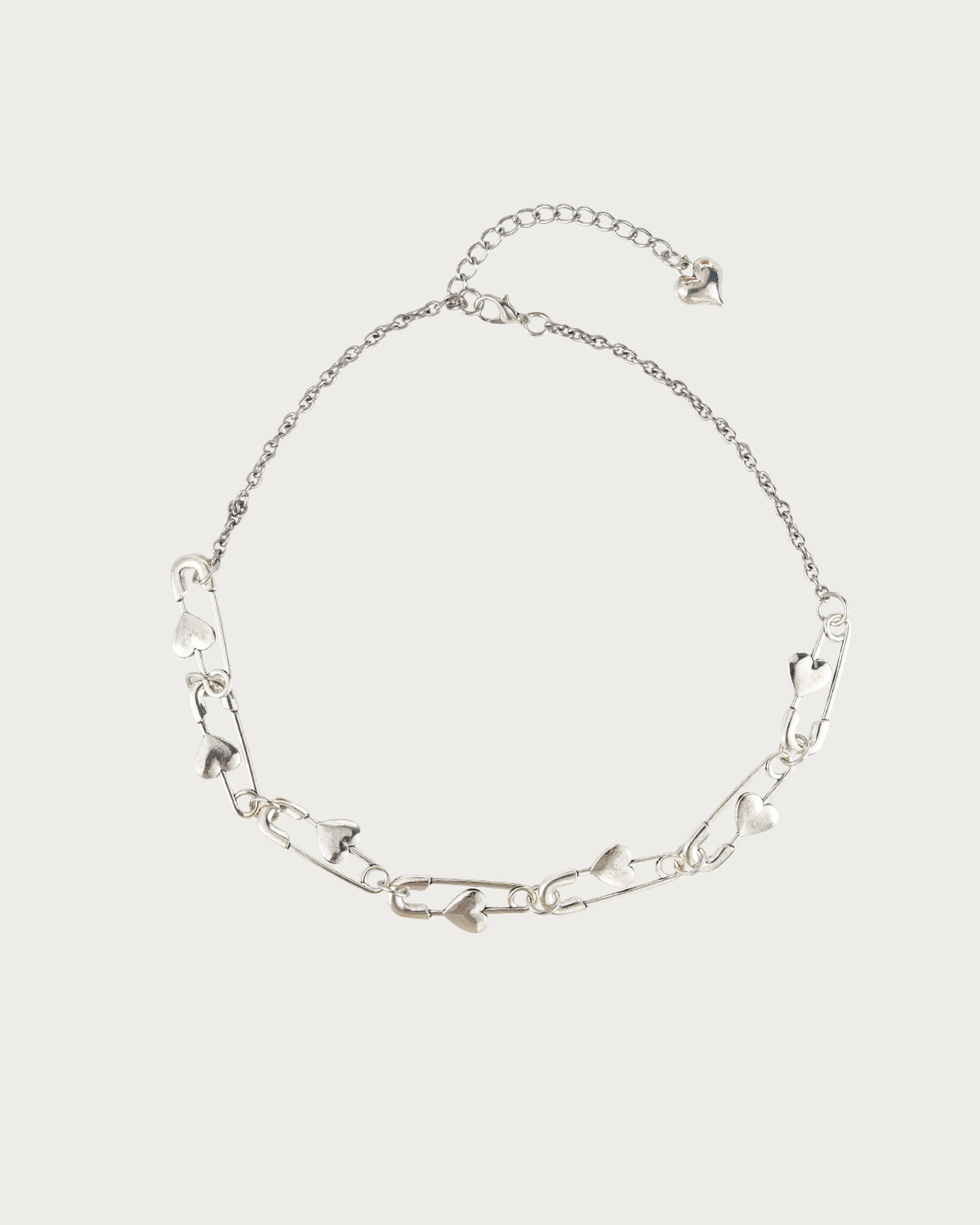 Heart Paper Clip Silver Necklace