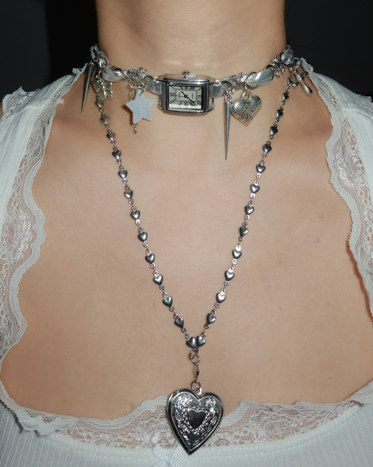 Honey Heart Silver Locket Pendant Necklace