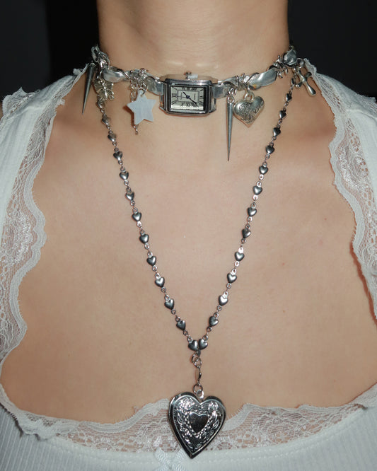 Honey Heart Silver Locket Pendant Necklace