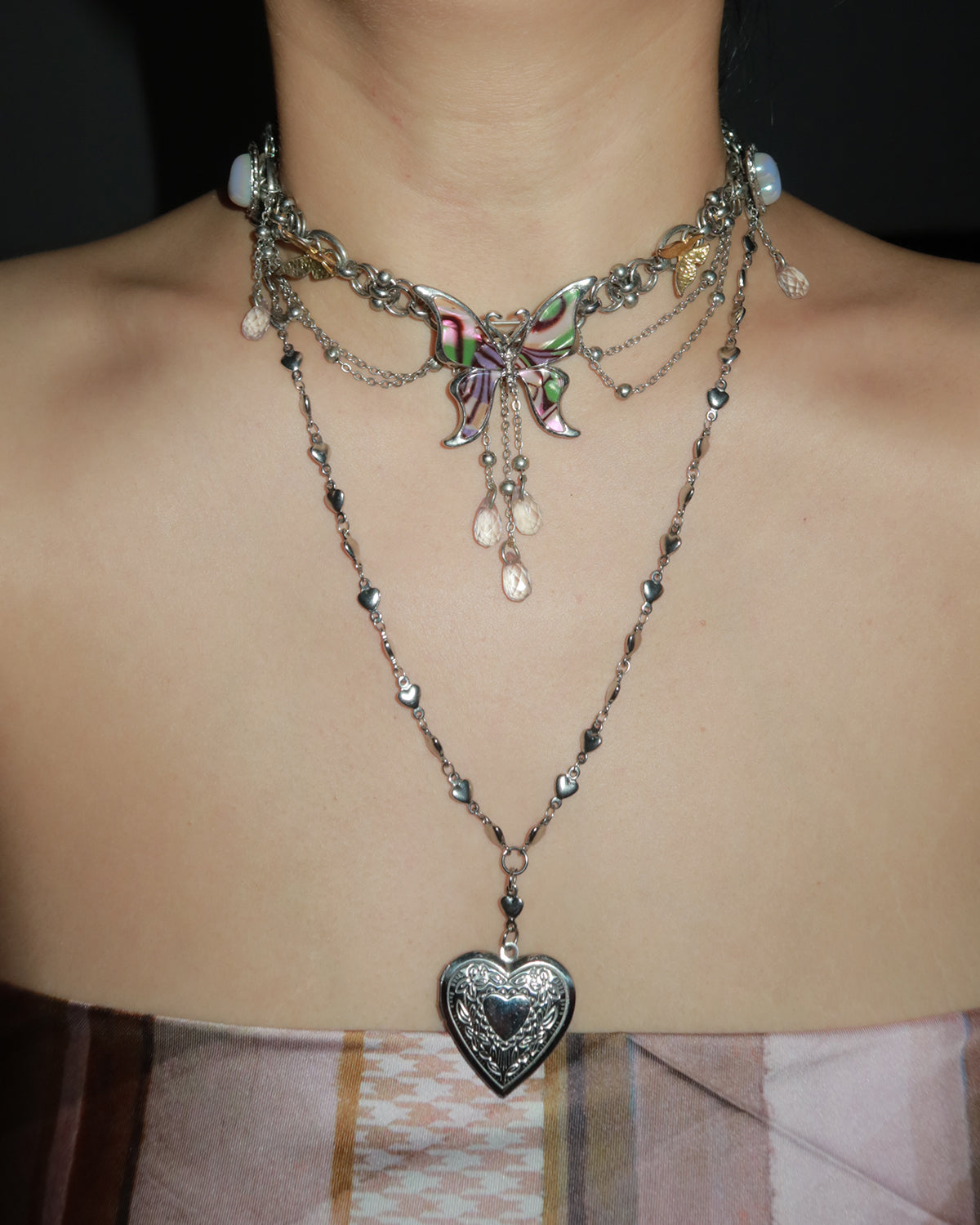 Honey Heart Silver Locket Pendant Necklace