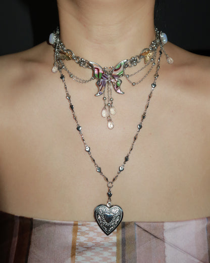 Honey Heart Silver Locket Pendant Necklace