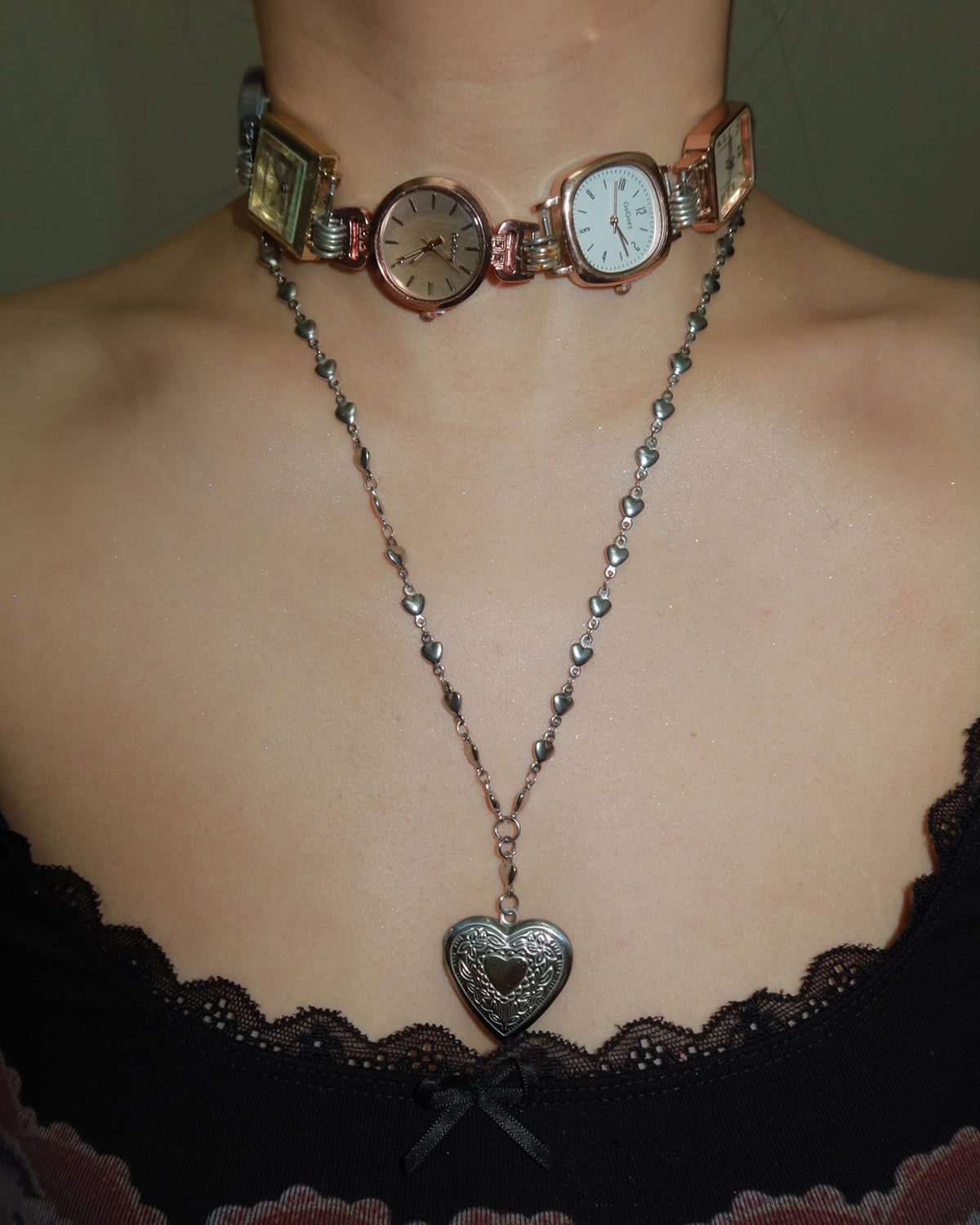 Honey Heart Silver Locket Pendant Necklace