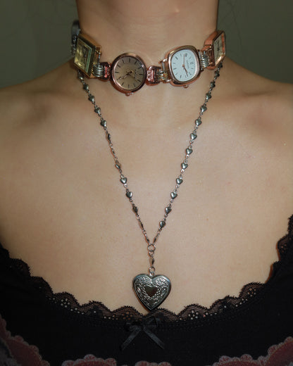 Honey Heart Silver Locket Pendant Necklace