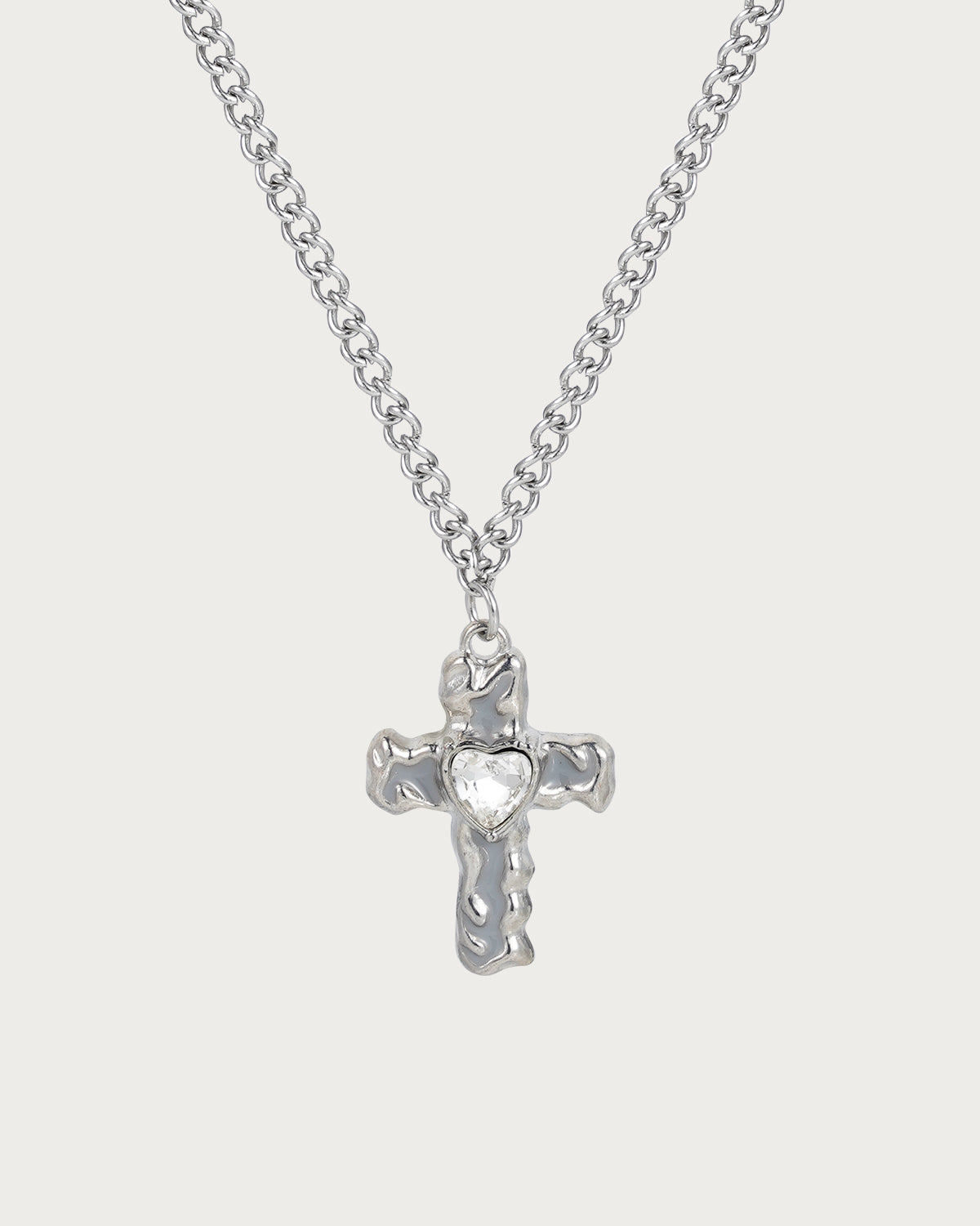 White Cross Silver Pendant Necklace(2 Colors)