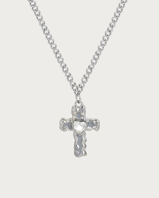 White Cross Silver Pendant Necklace(2 Colors)