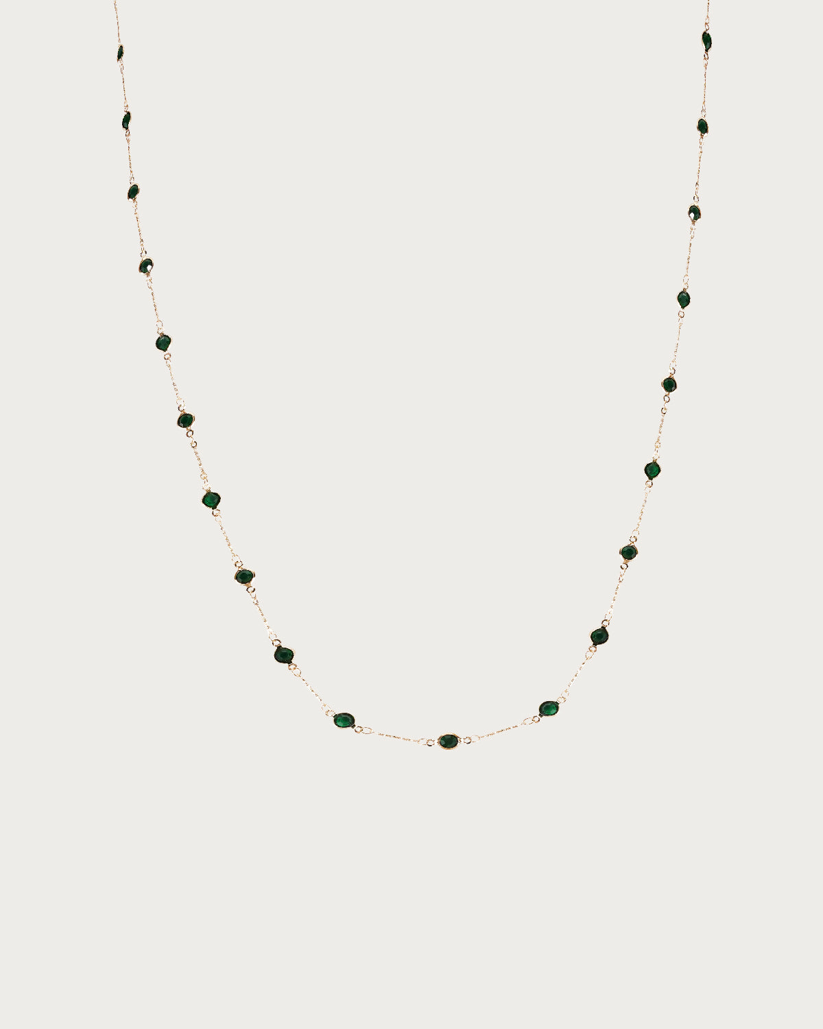 Green Beaded Circle Golden Lariat Necklace