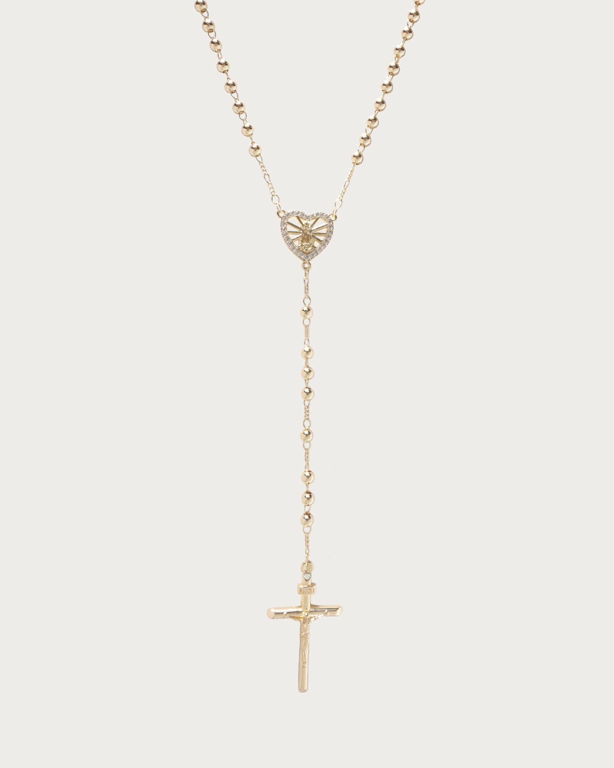 Guadalupe Beaded Heart Golden Lariat Necklace