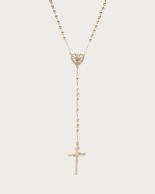 Guadalupe Beaded Heart Golden Lariat Necklace