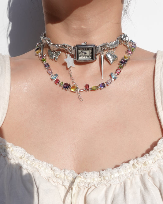 Candy Crystal Silver Necklace