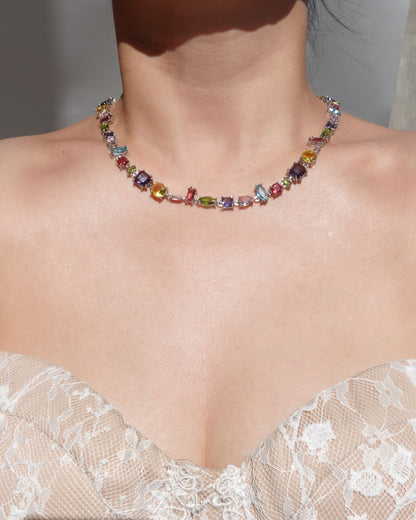 Aaliyah Candy Crystal Silver Necklace