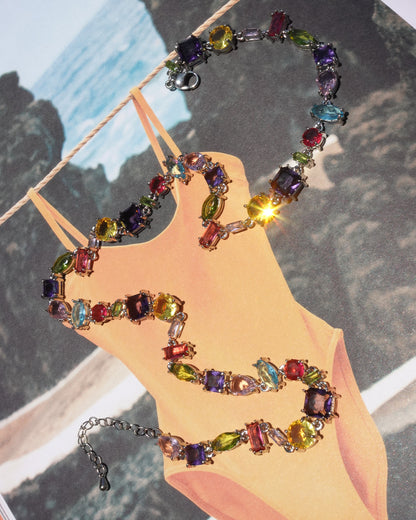 Aaliyah Candy Crystal Silver Necklace