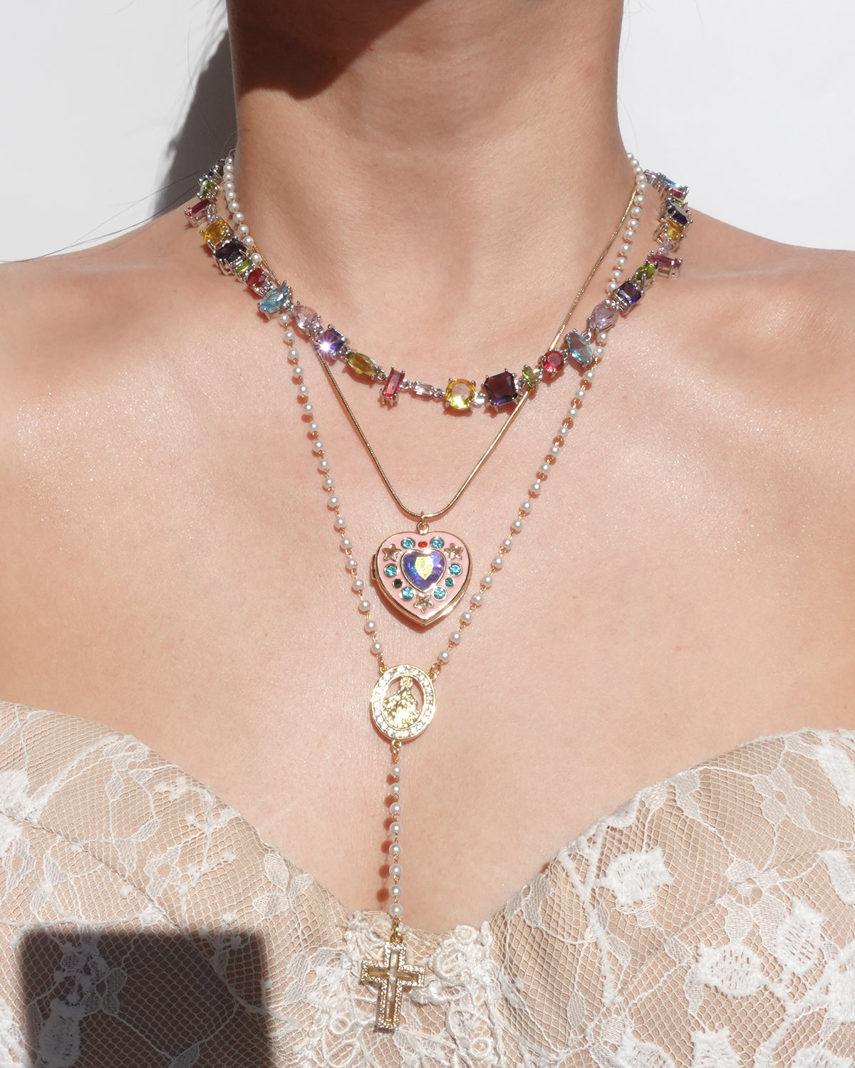 Aaliyah Candy Crystal Silver Necklace